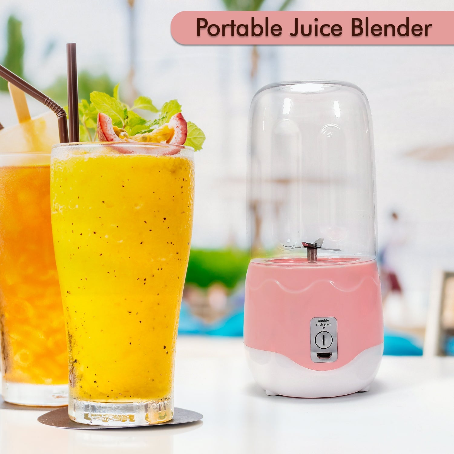 2260 Portable Blender, Personal Blender Juicer Cup, Mini Handheld Blender with 4 Blades, Mixer for Fruit Shakes and Smoothies, Portable Juicer (Multicolor) DeoDap 2260 Portable Blender, Personal Blender Juicer Cup, Mini Handheld Blender with 4 Blades, Mixer for Fruit Shakes and Smoothies, Portable Juicer (Multicolor) DeoDap